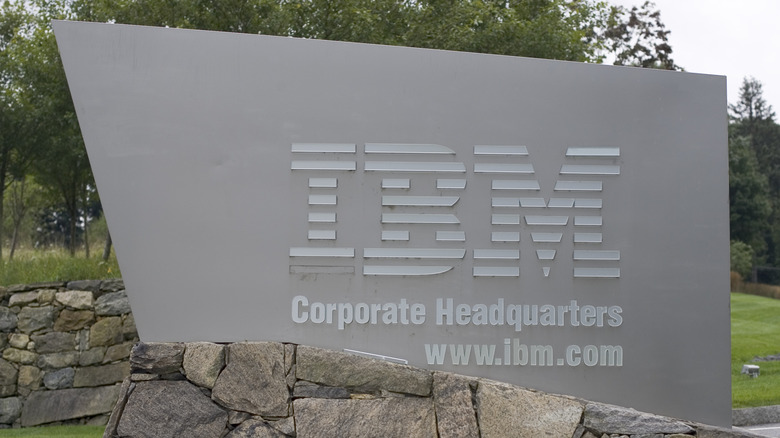 Entrance sign for IBM headquarters in Armonk, New York.