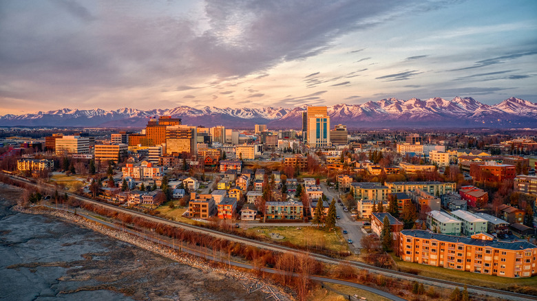 Aerial view of downtown Anchorage, Alaska