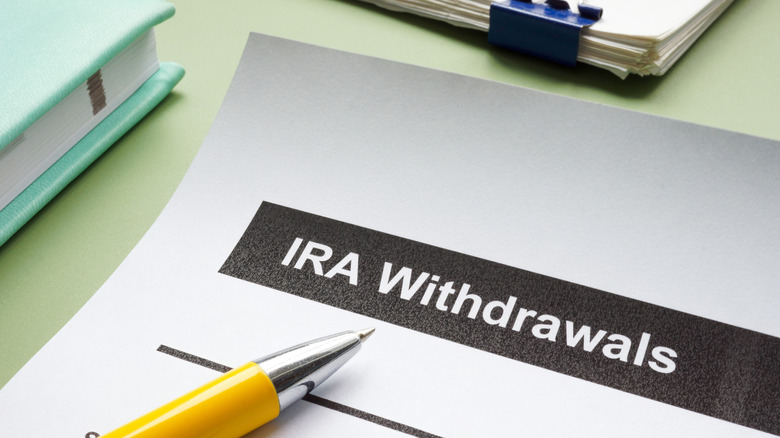 IRA withdrawals on a piece of paper