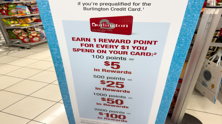 Burlington Credit Card advertises rewards points