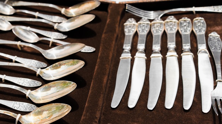 a set of fine silver dinnerware