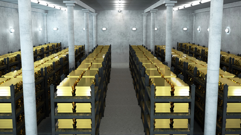 A secure vault filled with gold
