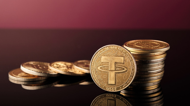 A mockup of Tether's USDT coin