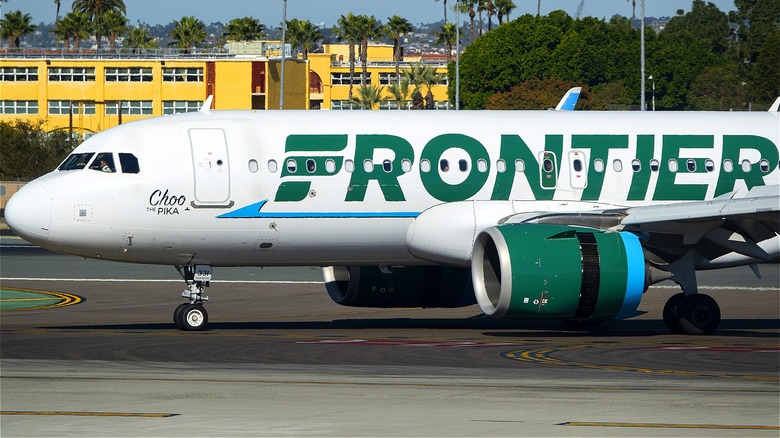 Frontier Airlines airplane taxiing
