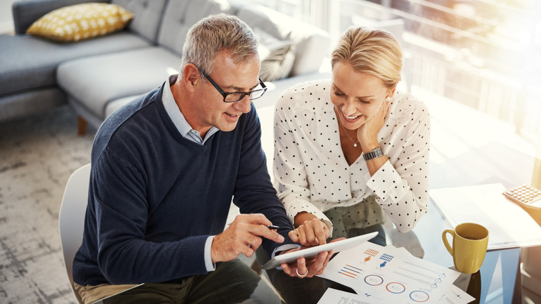 older couple going over their finances