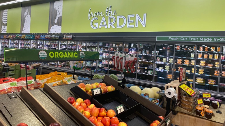 Produce section inside a Kroger store in Savannah, Georgia.