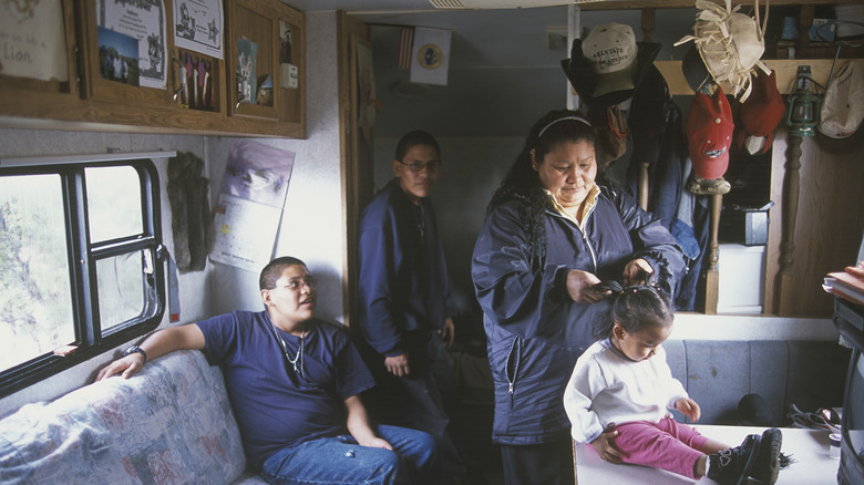 A low income family in an RV.