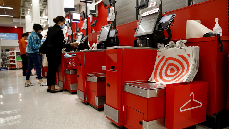 reusable bags at Target checkout area