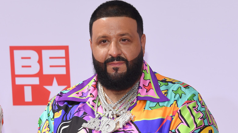 A Close-up of DJ Khaled on a BET red carpet.