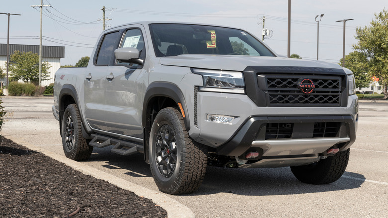 Nissan Frontier pickup truck display.
