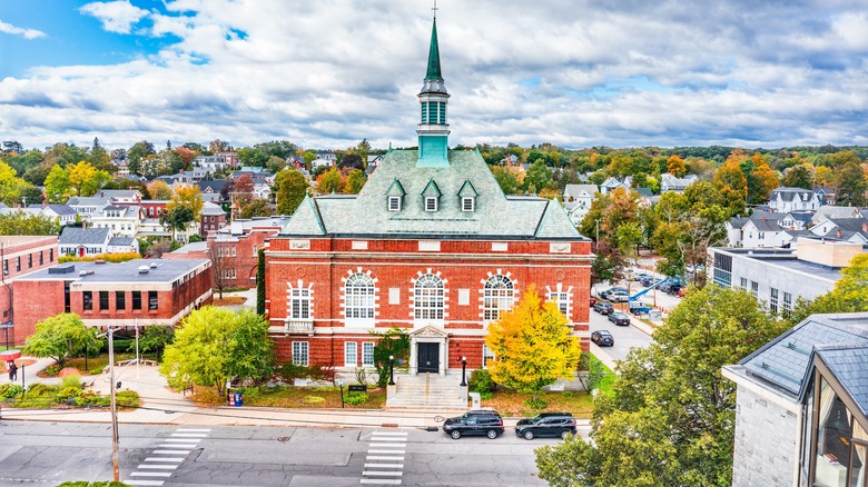 Aerial view of Concord City Hall and Auditorium, in New Hampshire
