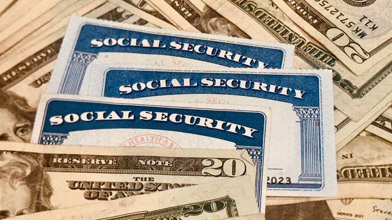 Social Security cards and money