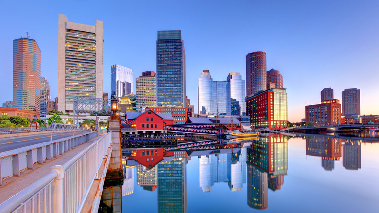 Buildings along the waterfront in Massachusetts