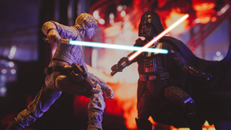 Luke Skywalker battling Darth Vader