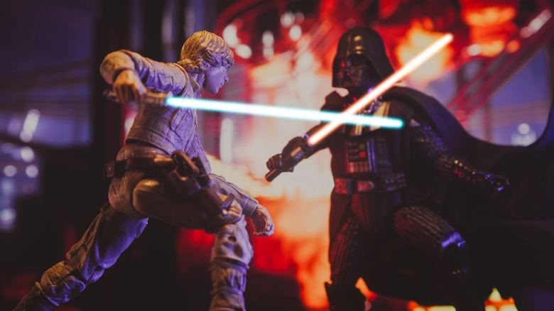 Luke Skywalker battling Darth Vader