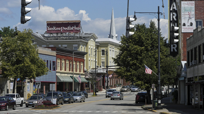 Main Street in Torrington Connecticut on a sunny day.