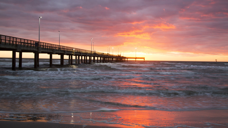 Sunset at a pier in Corpus Christi
