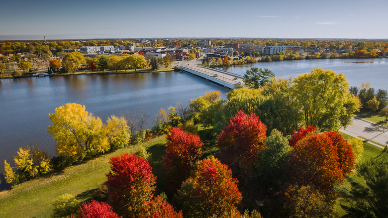 An aerial view of Stevens Point, Wisconsin