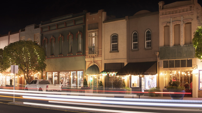 Nighttime view of downtown Red Bluff, California