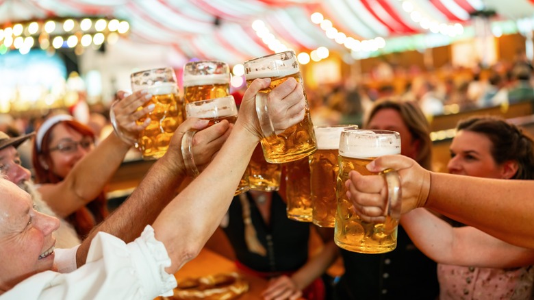 People celebrate Oktoberfest.