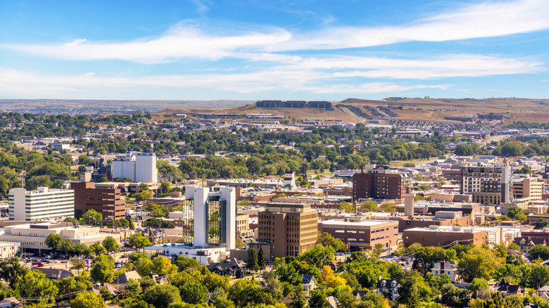 An overhead view of Rapid City, South Dakota.