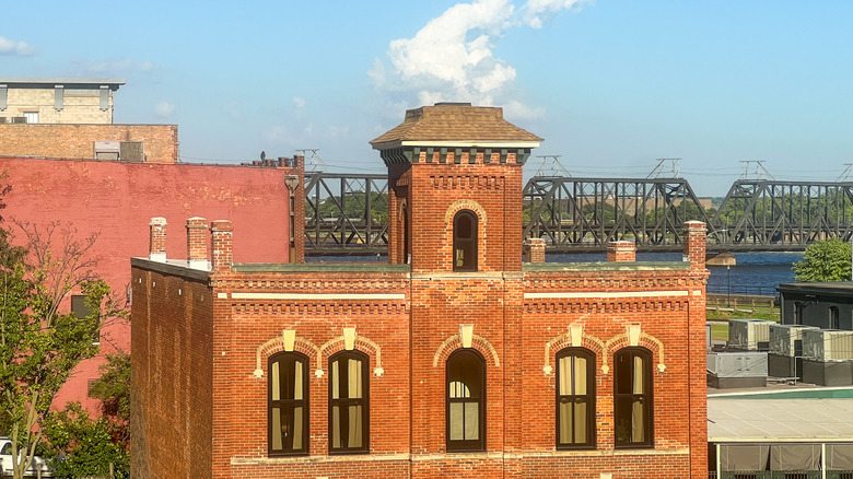 Old Town district at Davenport, IA with a slight view of the Mississippi River