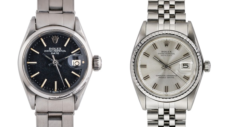 Rolex Oyster Perpetual Date and Rolex Oyster Perpetual Datejust next to each other