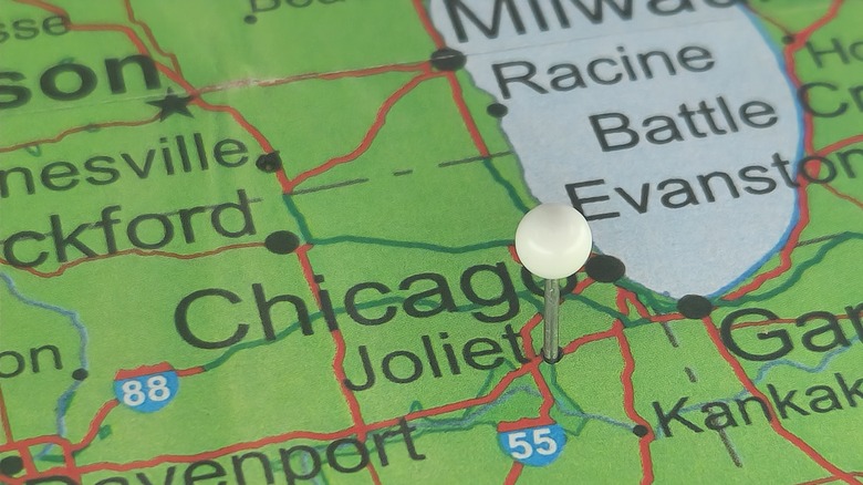Illinois map with pin on Joliet.