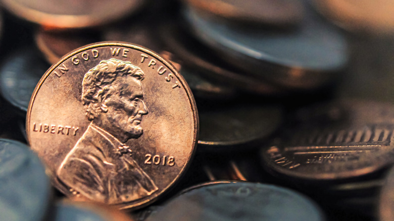 A penny in a pile of change