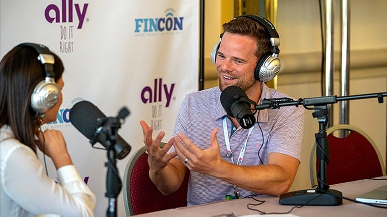 Andy Hill podcasting in studio