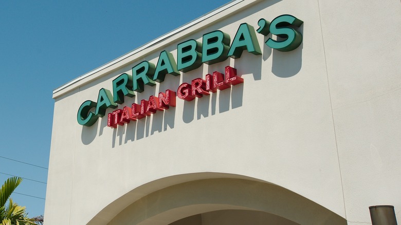 the lettering of Carrabba's Italian Grill above entrance archway
