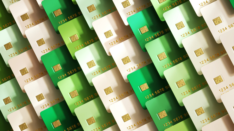 rows of credit cards