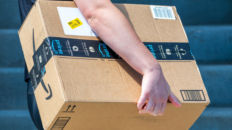 an Amazon box being delivered