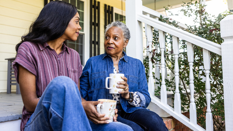 a retired woman with her daughter