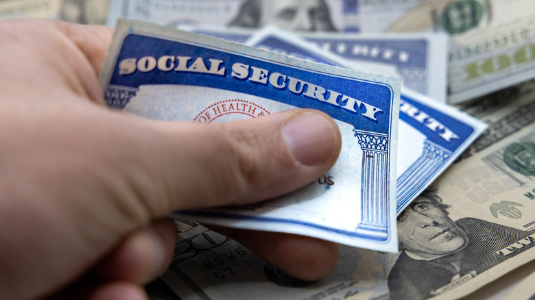 Social Security card and money