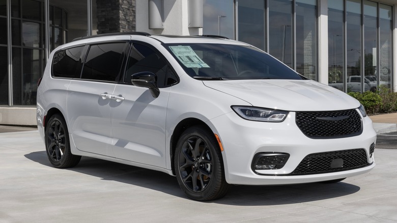 White Chrysler Pacifica on display