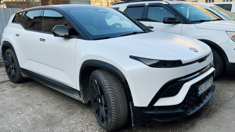 White Fisker Ocean SUV parked