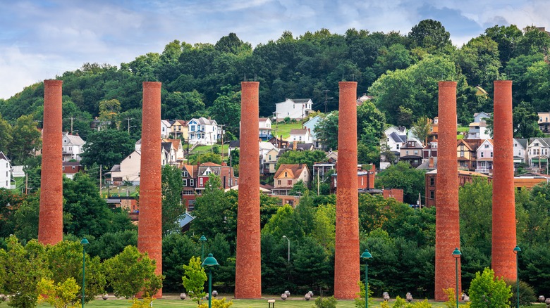 Historic smoke stacks in Homestead, PA