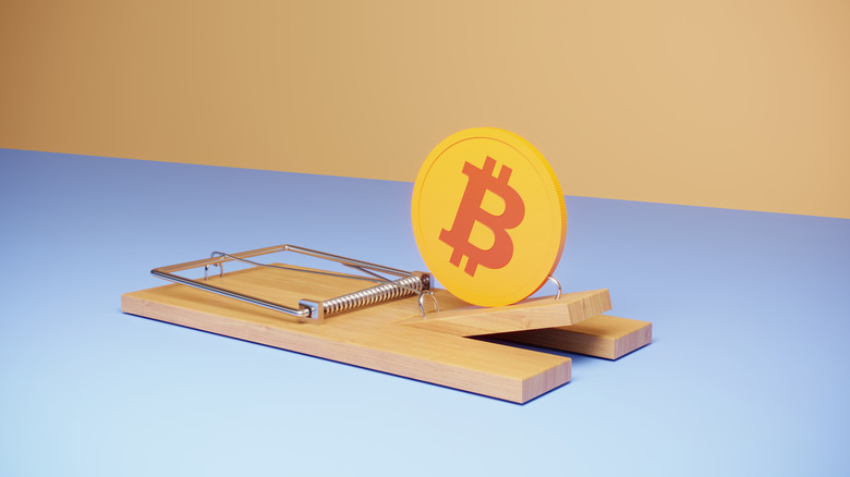 rendering of a Bitcoin coin in mousetrap