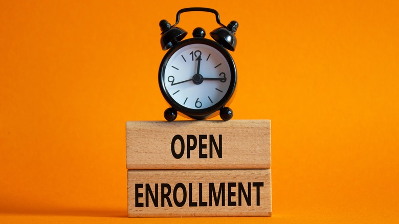 Wooden blocks with words Open Enrollment.