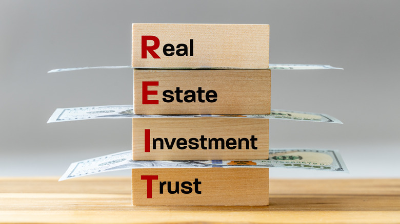 Wooden blocks with the Reit symbol and banknotes.