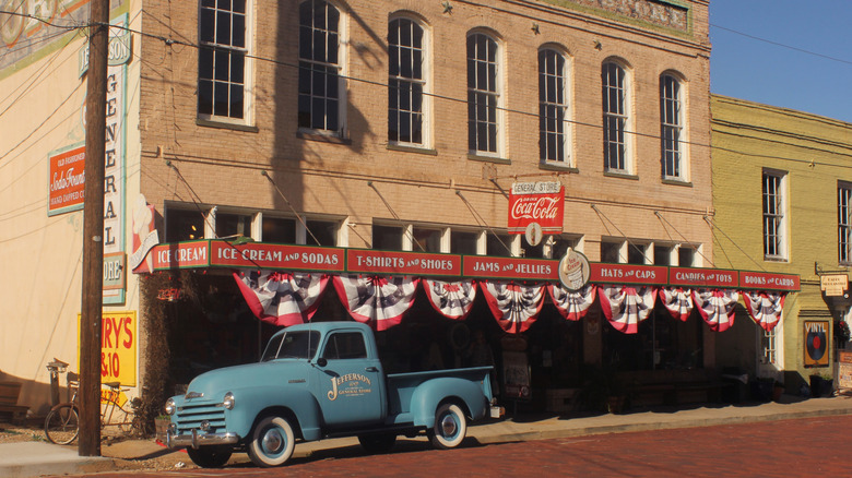 Jefferson General Store and an historic blue truck