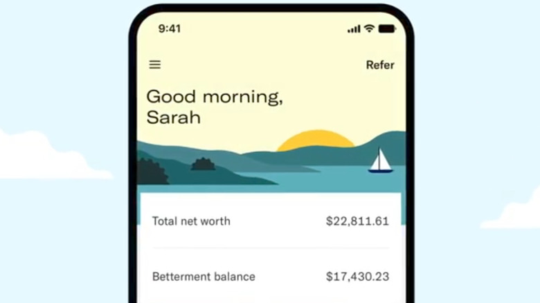 Screenshot of Betterment mobile app with good morning message