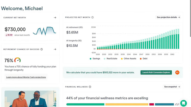 Screengrab of Boldin user dashboard