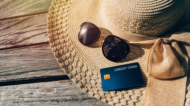 credit card on a beach hat