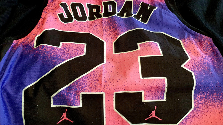 Stylized version of jersey Jordan wore during his championship runs playing for the Chicago Bulls.