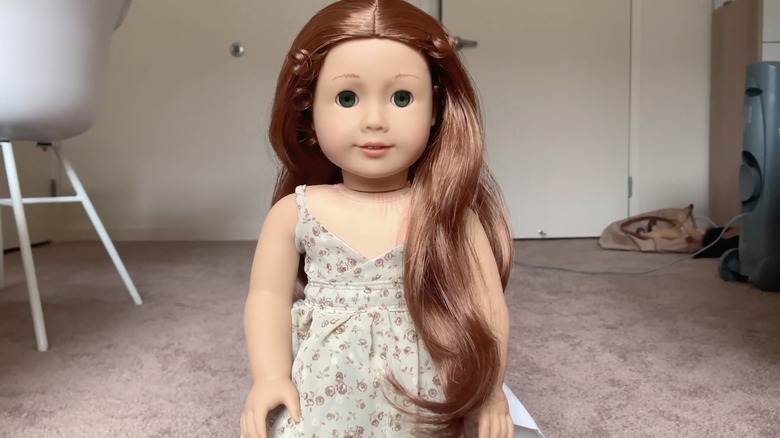 A closeup of a Felicity Merriman doll