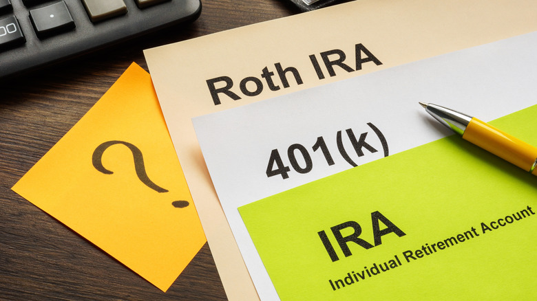 Statements for retirement accounts, including an IRA, Roth IRA, and a 401(k).