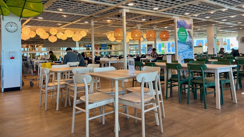Ikea has a cafeteria or restaurant or chain store restaurant inside its store featuring Swedish inspired food, including classic meatball and salmon dishes.