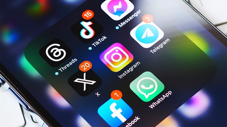 Smartphone displaying social media apps